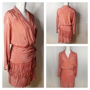 Radenroro 100% Silk Fringe Wrap Dress